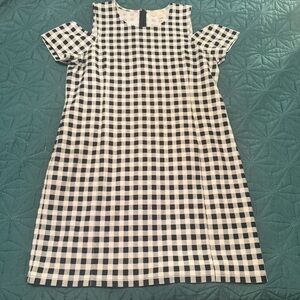 Michael Kors Women’s XL Black and White Gingham Cold Shoulder Dress